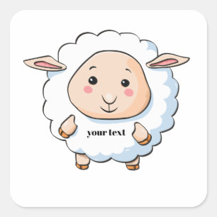 Weißschaf Quadratischer Aufkleber