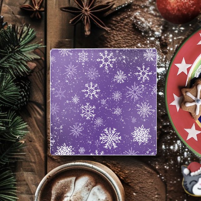 Weißschneeflocken Amethyst Lila Glasuntersetzer (Von Creator hochgeladen)