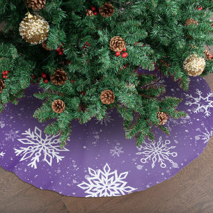 Weißschneeflocken Amethyst Lila Polyester Weihnachtsbaumdecke