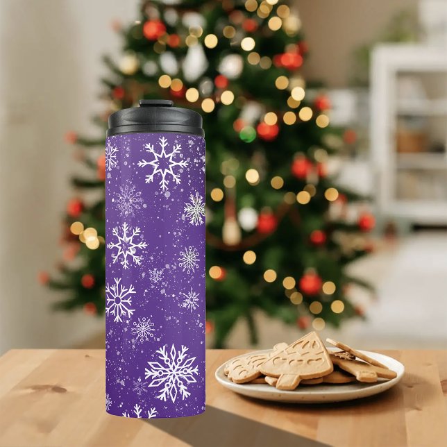 Weißschneeflocken Amethyst Lila Thermosbecher (Von Creator hochgeladen)