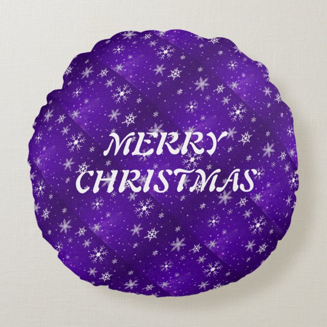 Weißschneeflocken Blaue Lila Rd-Throw Kissen (Vorderseite)