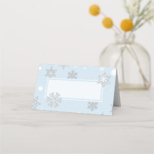 Weißschneeflocken Blauer Hochzeitstag Platzkarte
