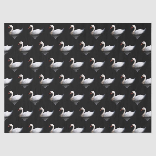 Weißschwan auf schwarz seidenpapier (Vorderseite)