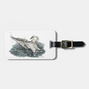 Weißschwan auf Wasser Gepäckanhänger
