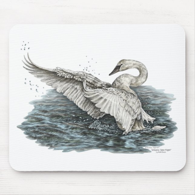 Weißschwan auf Wasser Mousepad (Vorne)