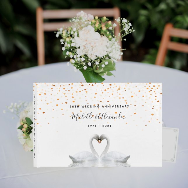 Weißschwäne Vögel 50. Goldhochzeit Gästebuch (Von Creator hochgeladen)