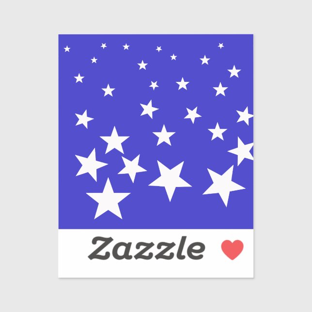 Weißsternmuster auf blauem Hintergrund Aufkleber (Blatt)