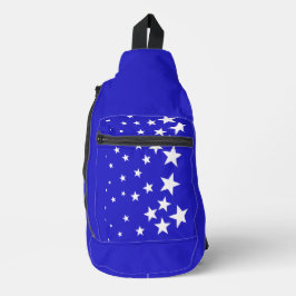 Weißsternmuster auf blauem Hintergrund Crossbody Bag