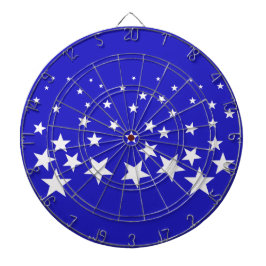 Weißsternmuster auf blauem Hintergrund Dartscheibe