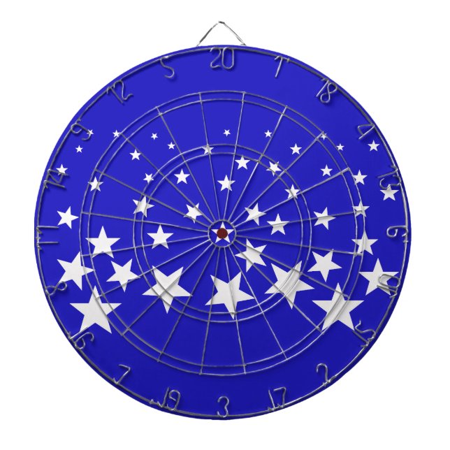 Weißsternmuster auf blauem Hintergrund Dartscheibe (vorne)