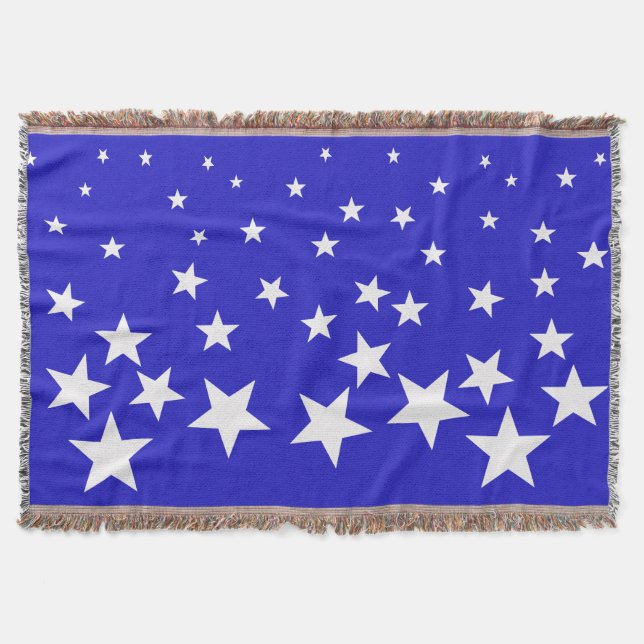 Weißsternmuster auf blauem Hintergrund Decke (Vorderseite)