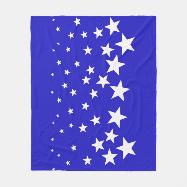 Weißsternmuster auf blauem Hintergrund Fleecedecke (Vorderseite)
