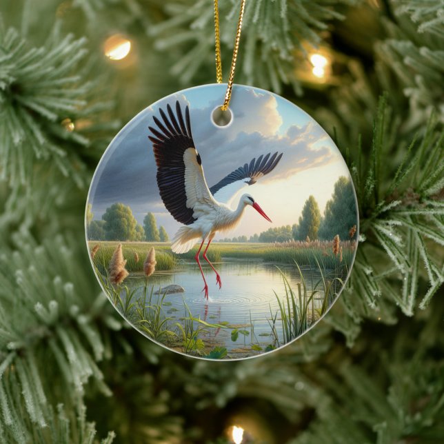 Weißstorch-Andenken Keramik Ornament (Von Creator hochgeladen)