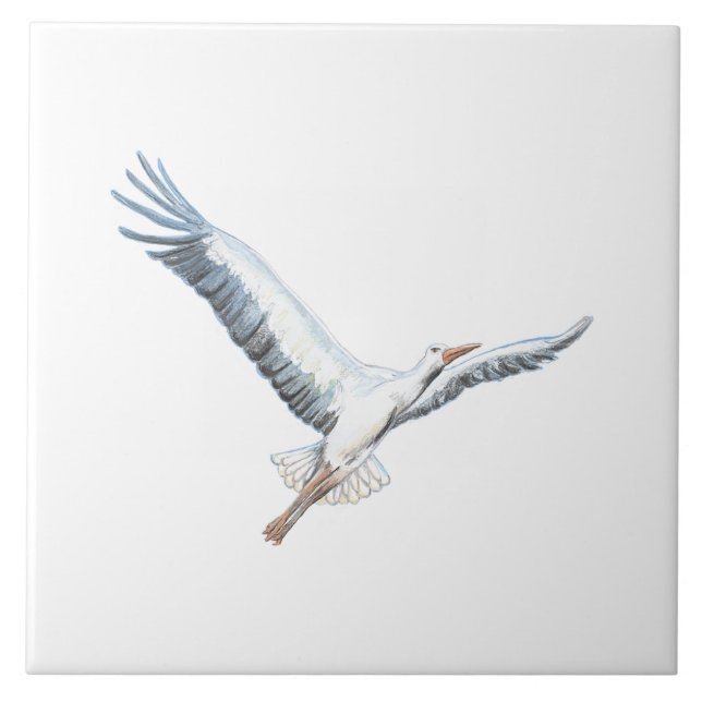 Weißstorch Fliese (Vorderseite)