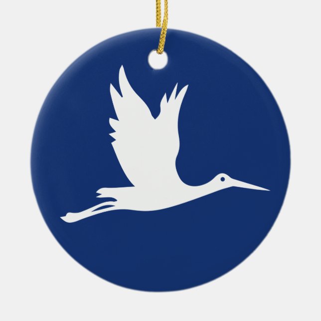 Weißstorch Keramik Ornament (Vorne)