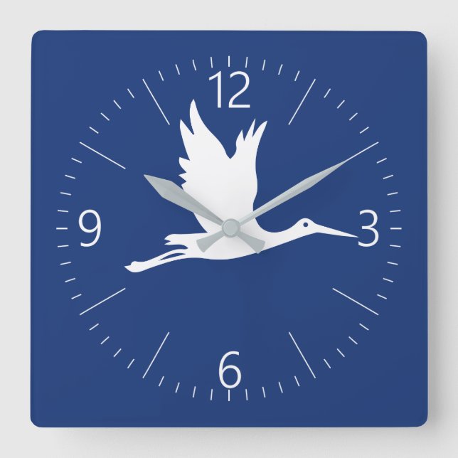 Weißstorch Quadratische Wanduhr (Vorderseite)