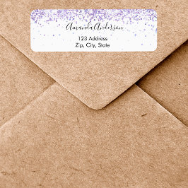 Weißvioletter Glitzer glamouröse Rücksendeadresse