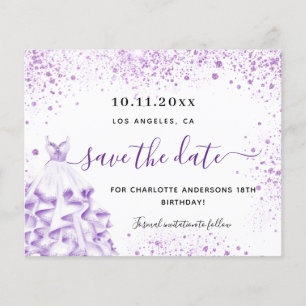 Weißviolettes Geburtstagsbudget Save the Date Flyer