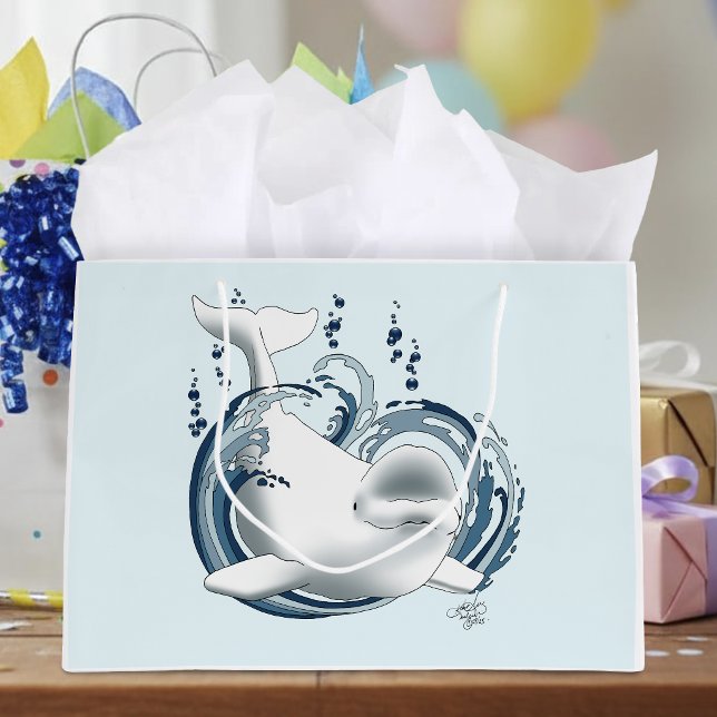 Weißwal Blau Große Geschenktüte (Von Creator hochgeladen)