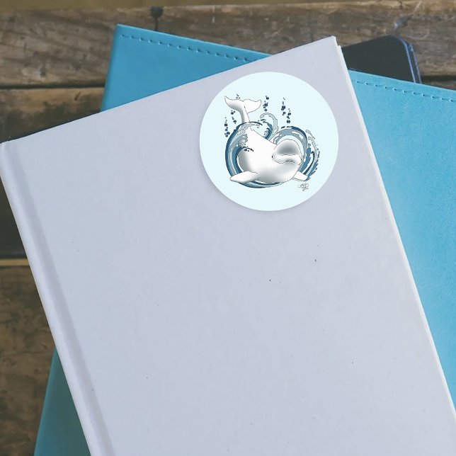 Weißwal Blau Runder Aufkleber (Von Creator hochgeladen)