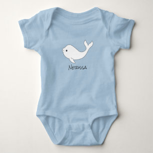 Weißwal-Wal-Namen-Baby-Bodysuit Baby Strampler