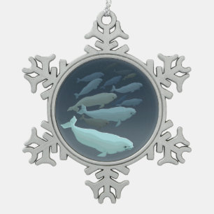 Weißwal-Wal-Verzierungs-personalisierte Schneeflocken Zinn-Ornament