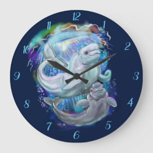 Weißwal-Wale Große Wanduhr