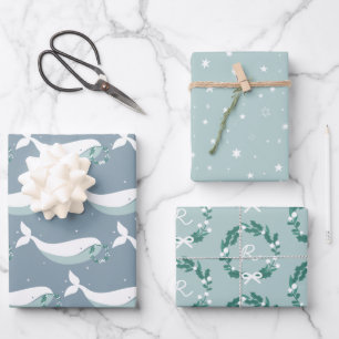 Weißwal Weihnachtswaschpapier Geschenkpapier Set