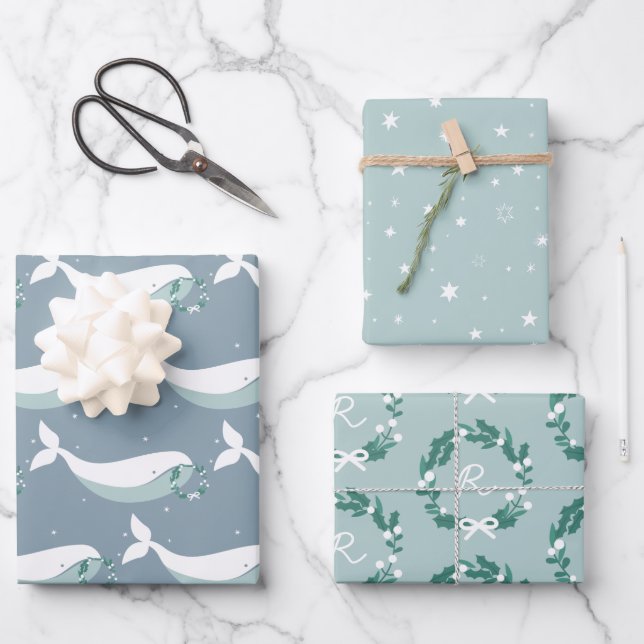 Weißwal Weihnachtswaschpapier Geschenkpapier Set (Vorderseite)