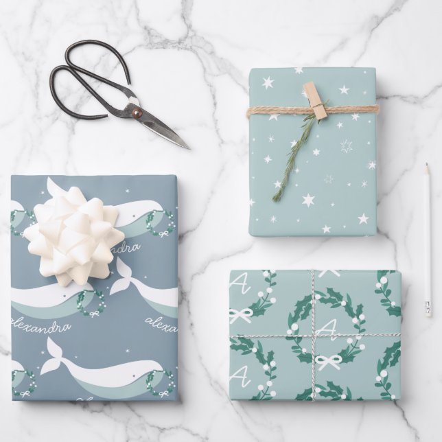Weißwal Weihnachtswaschpapier Geschenkpapier Set (Vorderseite)