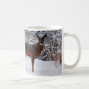 Weißwedelhirsch im Winter-Schnee-Kaffeebecher Tasse