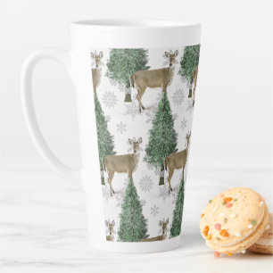 Weißwedelhirsch mit Schneeflocken im Winter zu Hau Milchtasse