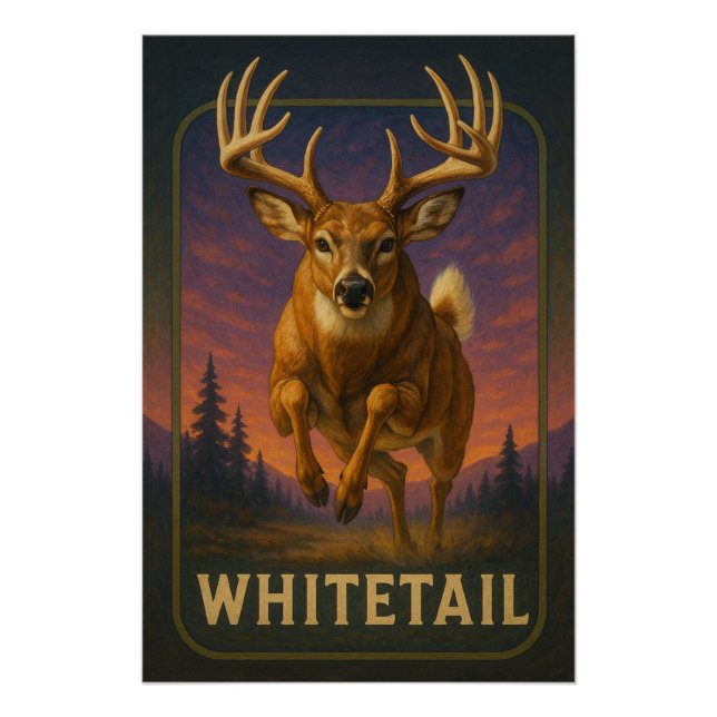 Weißwedelhirsch-Plakat Poster (Vorderseite)