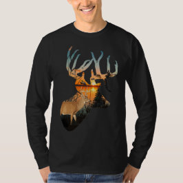 Weißwein Hirsch Langschläfer Shirt, Hirschjagd T-Shirt