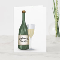 Weißwein und Flasche Geburtstagskarte