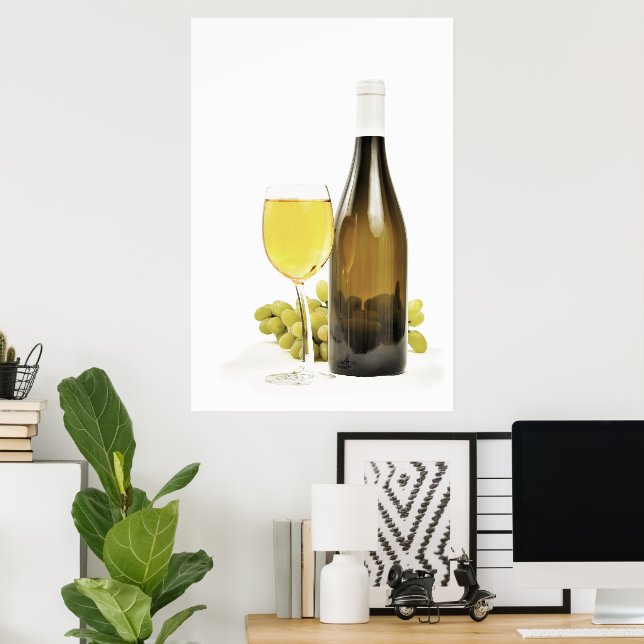 Weißwein und Trauben Poster (Heimbüro)