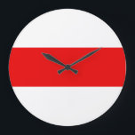 Weißweiße Revolution der weißrussischen Protestfla Große Wanduhr<br><div class="desc">Weißer Protestflagge Symbol der weißen Revolution Freiheit Stripe Demokratie</div>