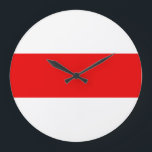 Weißweiße Revolution der weißrussischen Protestfla Große Wanduhr<br><div class="desc">Weißer Protestflagge Symbol der weißen Revolution Freiheit Stripe Demokratie</div>