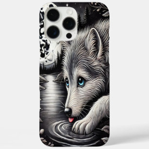 Weißwolf im mondbeschienenen Moment iPhone 16 Pro Max Hülle