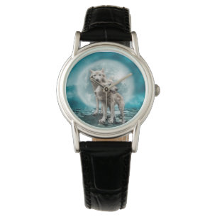 Weißwölfe und Mond Armbanduhr