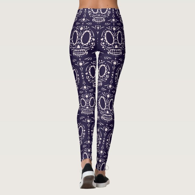 Weißzuckerschädelmuster Leggings (Rückseite)