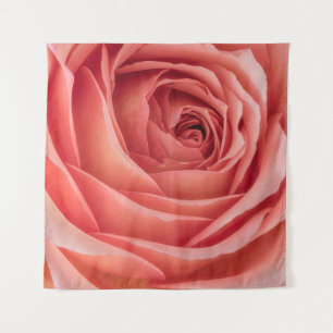 weit geöffnete orange-pinke Rosenblüten-Innenherz- Wandteppich