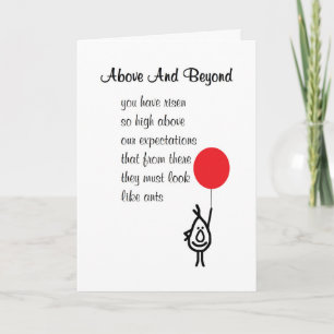 Weit über - einem Angestelltanerkennungsgedicht Dankeskarte