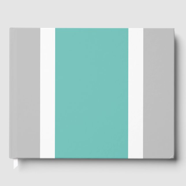 Weite, Aquamarine, weiße Streifen auf hellgrau Gästebuch (Vorderseite)