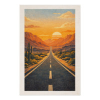 Weite Autobahn Wüstenlandschaft Sonnenuntergang Re