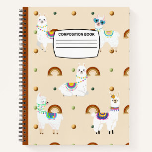 Weite gedeckte Niedliche Lamas-Spirale Zusammenset Notizbuch