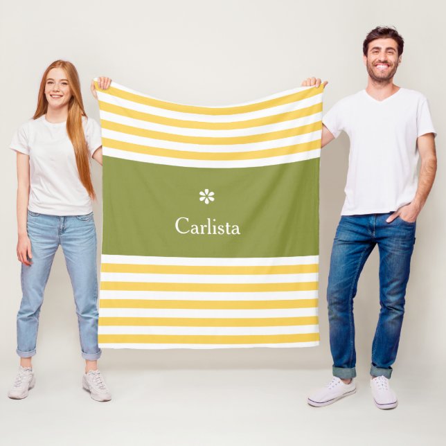 Weite gelbe horizontale Streifen Grüne Namen Daisy Fleecedecke (Beispiel)