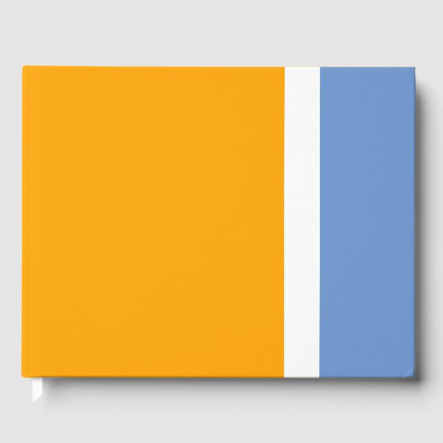 Weite, hellblaue Streifen mit weißer, gelber Farbe Gästebuch (Vorderseite)