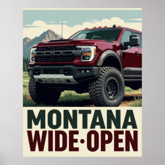 🏕️ Weite offene Berglandschaft mit Lastwagen Poster