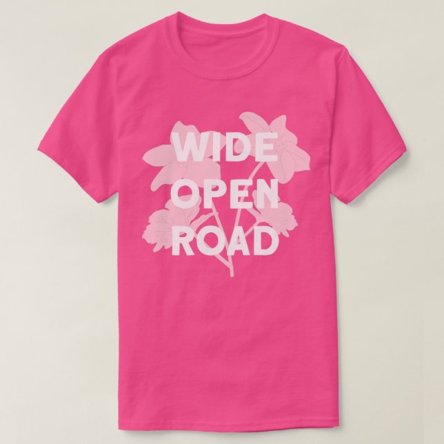 Weite offene Straße rosa weiß T-Shirt (Design vorne)
